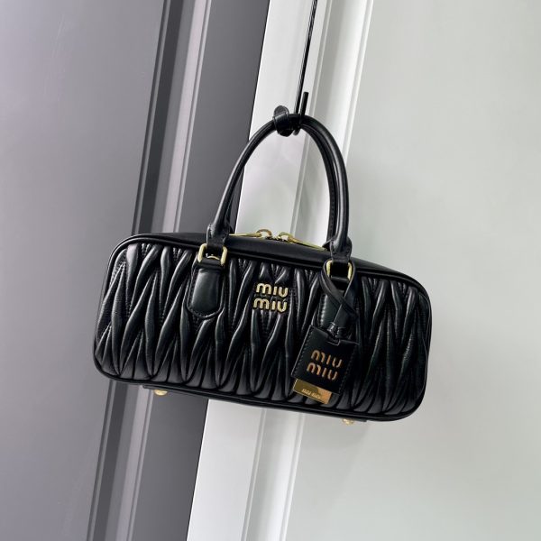 Miu Miu Arcadie Black Leather Handbag Women 2 Sizes