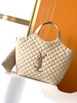 Saint Laurent YSL Icare Maxi Shopping Bag Quilted Leather Beige White 2 Colors