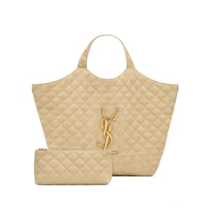 Saint Laurent YSL Icare Maxi Shopping Bag Quilted Leather Beige White 2 Colors