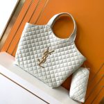 Saint Laurent YSL Icare Maxi Shopping Bag Quilted Leather Beige White 2 Colors