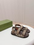 Gucci GG Logo Women Velcro Sandal Brown