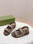 Gucci GG Logo Women Velcro Sandal Brown