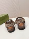 Gucci GG Logo Women Velcro Sandal Brown