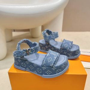 Louis Vuitton Maya Flatform Sandal Denim Blue 1