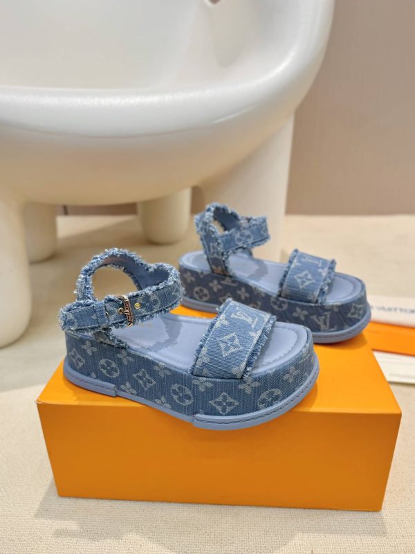 Louis Vuitton Maya Flatform Sandal Denim Blue