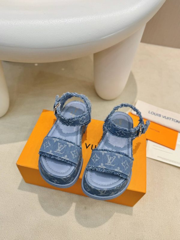 Louis Vuitton Maya Flatform Sandal Denim Blue