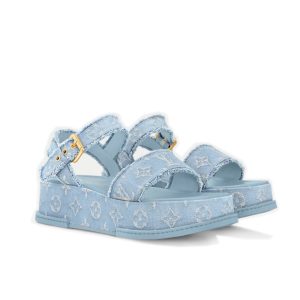 Louis Vuitton Maya Flatform Sandal Denim Blue