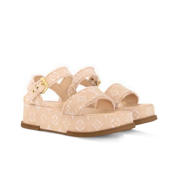 Louis Vuitton Maya Flatform Sandal Denim Nature