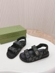 Gucci GG Logo Women Velcro Sandal Black