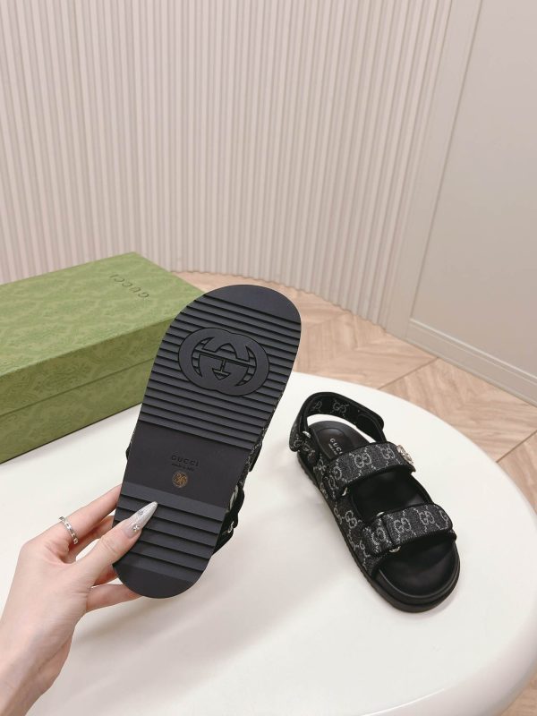 Gucci GG Logo Women Velcro Sandal Black