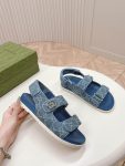 Gucci GG Logo Women Velcro Sandal Blue