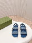 Gucci GG Logo Women Velcro Sandal Blue