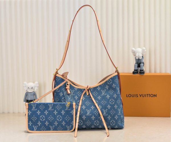 Louis Vuitton M46855 Carryall MM PM Blue Denim