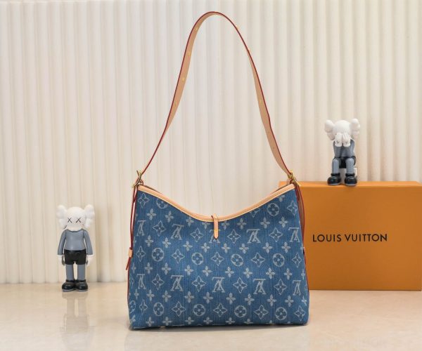 Louis Vuitton M46855 Carryall MM PM Blue Denim