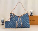 Louis Vuitton M46855 Carryall MM PM Blue Denim