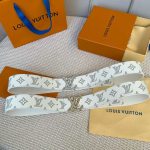 Louis Vuitton Men SHADOW M0718T Leather White Belt 40MM