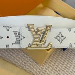 Louis Vuitton Men SHADOW M0718T Leather White Belt 40MM