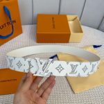 Louis Vuitton Men SHADOW M0718T Leather White Belt 40MM