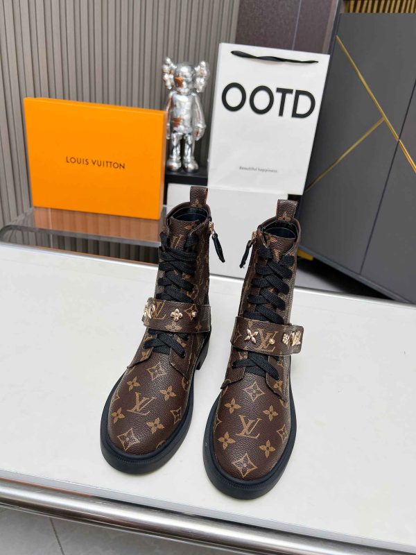 Louis Vuitton Monogram Short Boots Leather Women 711688